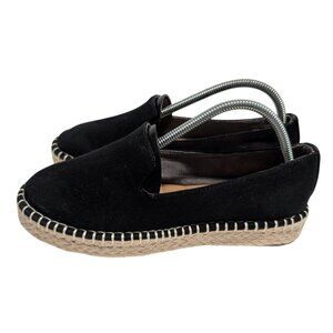 Joie Cara Women Shoes Sz 7.5 Black Canvas Espadrille Casual Slip-On Comfort Flat